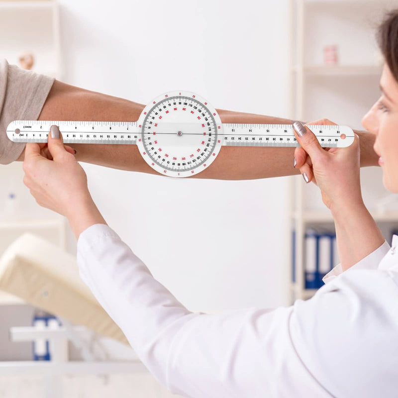 [Australia - AusPower] - Prasacco 12 Inch Goniometer, Transparent Orthopedic Angle Ruler Plastic Goniometer 360 Degree Goniometer Angle Protractor Goniometer for Body Measuring Tape Goniometer Protractor Ruler 
