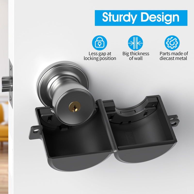 [Australia - AusPower] - AST Door Knob Lockout Device with Passcode Padlock, Childproof Door Knob Cover, Lock Out to Smart Doorknob. Safety Cover for Faucet, Valve, Spigot. Prevent Access to Keyhole, Matte Black 