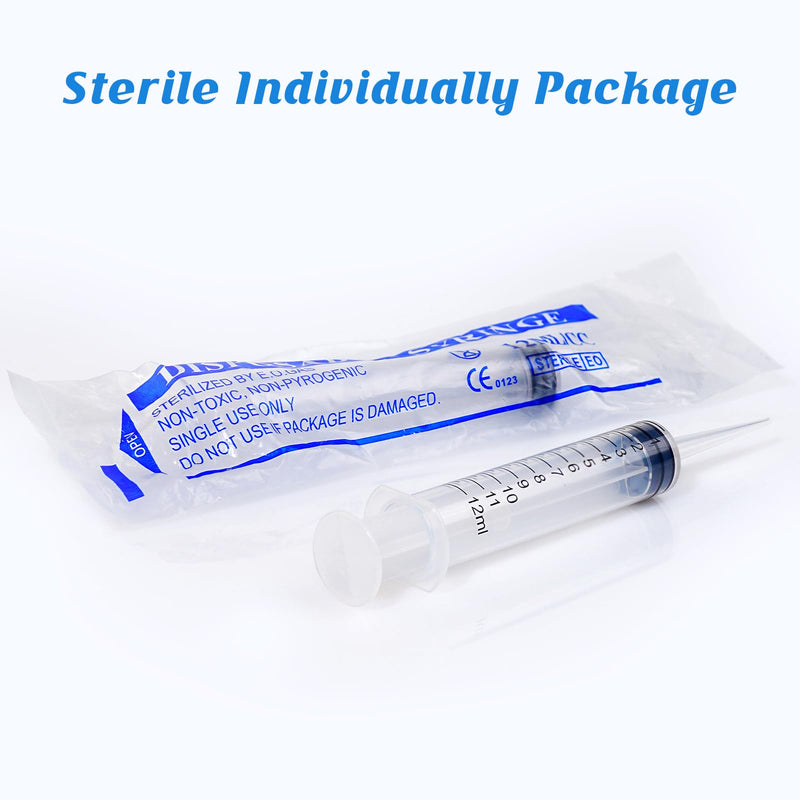 [Australia - AusPower] - Wisdom Teeth Syringe, 12ml Dental Irrigation Syringe with Measurement, Sterile Individually Package for Oral Dental Care, Tonsil Stones Removing, Lab, Liquid, Feeding (10 Pack) Straight Tip 10 Pack Plastic 