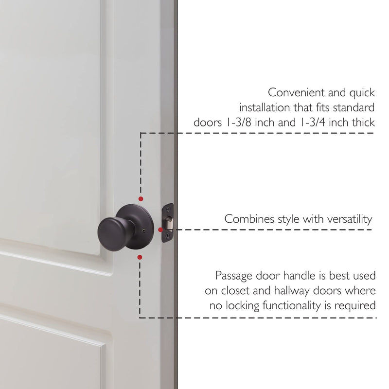 Design House 779256 Tulip Passage Hall and Closet Door Knob Matte Black Hall & Closet Lock
