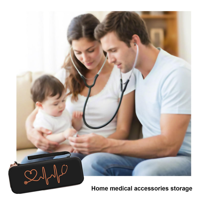 [Australia - AusPower] - Stethoscope Case for 3M Littmann Stethoscope and for MDF Stethoscopes, Stethoscope Accessories, Extra Room for Medical Bandage Scissors and LED Penlights（Black） Black 