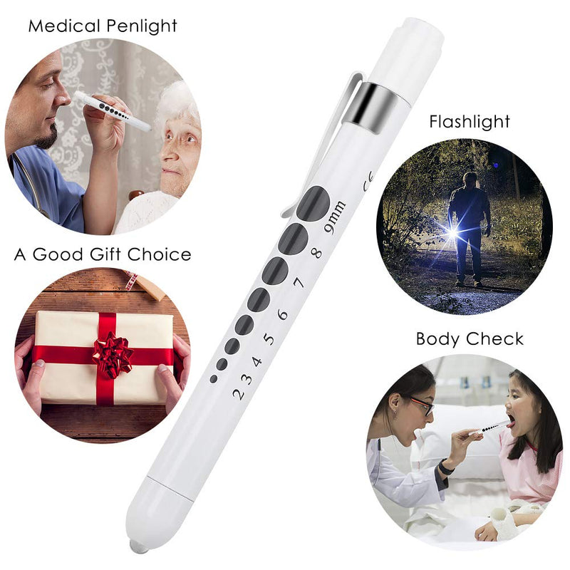[Australia - AusPower] - CAVN Pen Light with Pupil Gauge LED Penlight for Nurses Doctors, 2 Pcs Reusable Medical Penlight for Nursing Students (Rose Gold/White) Rose Gold and White 