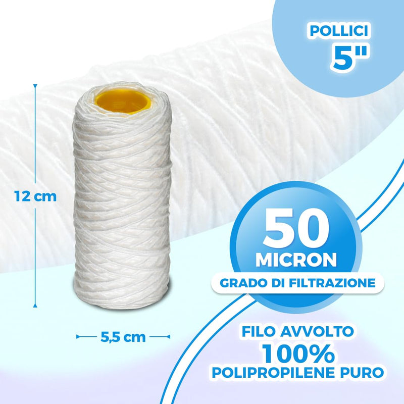 [Australia - AusPower] - WK Water Filter Cartridge 50 Micron 5 Inch Wound Pack of 1 
