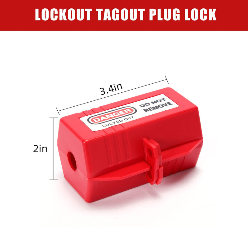 [Australia - AusPower] - Lockout Tagout Universal Forklift, Cylinder, Electrical Plug Lockout Device for 110 and 220 Volt Plugs - 4.5 x 3 Inch Lock Out Tag Out - 4 Pack 