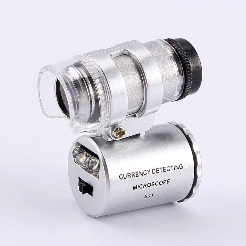 [Australia - AusPower] - Microscope Pocket Mini 60X Pocket Microscope, Jewellery Magnifying Glass LED UV Light 