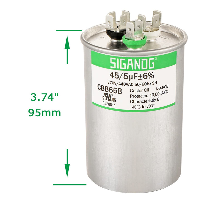 [Australia - AusPower] - 45+5 MFD 45/5 uF 370 or 440 Volt CBB65B Capacitor for AC Motor Run?Condenser Straight Cool?Heat Pump? Air Conditioner?HVAC Capacitor 45+5 MFD 
