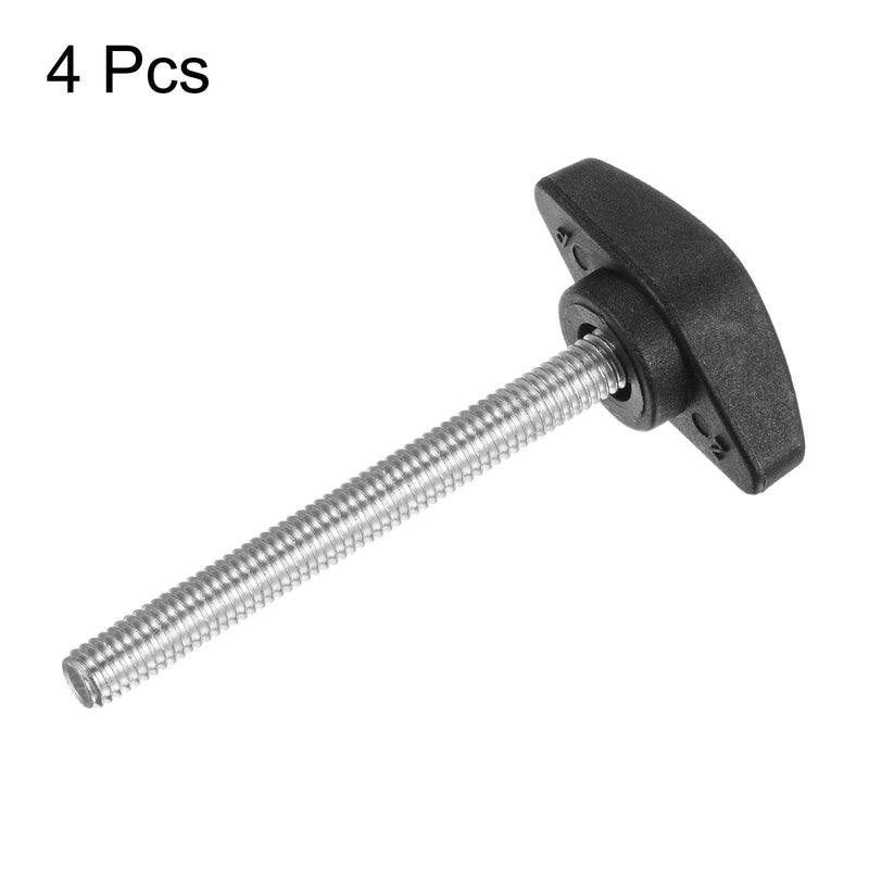 [Australia - AusPower] - 4pcs Tee Wing Knobs Thumb Screws M6 x 60mm Standard Male Thread Plastic T Knobs Handles Hand Clamping Knobs Grip Thumbscrew, Black 