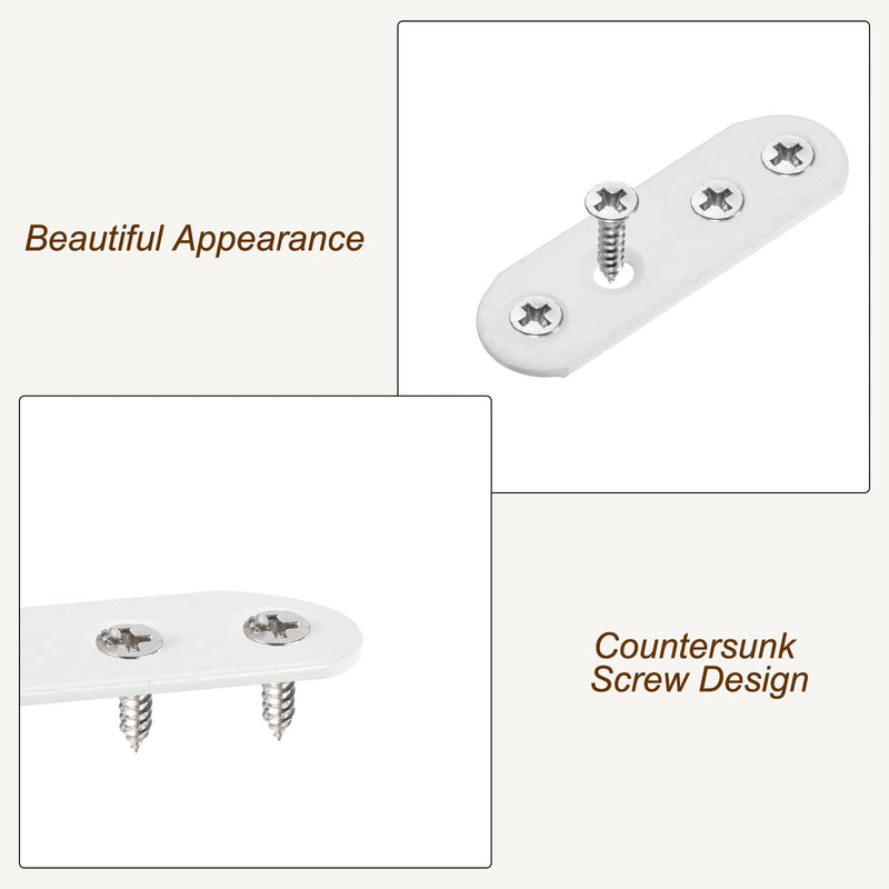 [Australia - AusPower] - uxcell 10Pcs Flat Straight Brackets, 55x5mm Iron Brace Plate for Wood Furniture Mending Repairing, White 10 