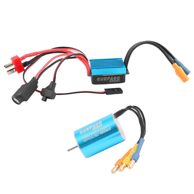 Surpass Hobby 2435 4800KV Brushless Motor and 25A ESC Electric Speed Controller Combo Upgrades for 1/16 1/18 RC Truck LaTrax Teton Desert Prerunner Rally SST Wltoys A959 (Blue)
