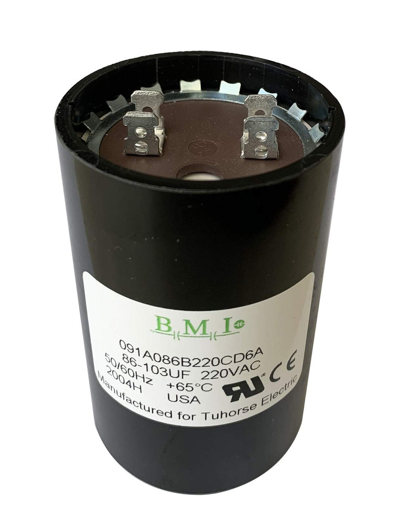 86-103UF Motor Start Capacitor, Compatible Replacement Part in Franklin 3/4HP QD 2801074915, 1HP CRC 2824085015 w/P# 275464118, 305207918, Tuhorse TCB15M230, Made in USA by BMI for Tuhorse Electric