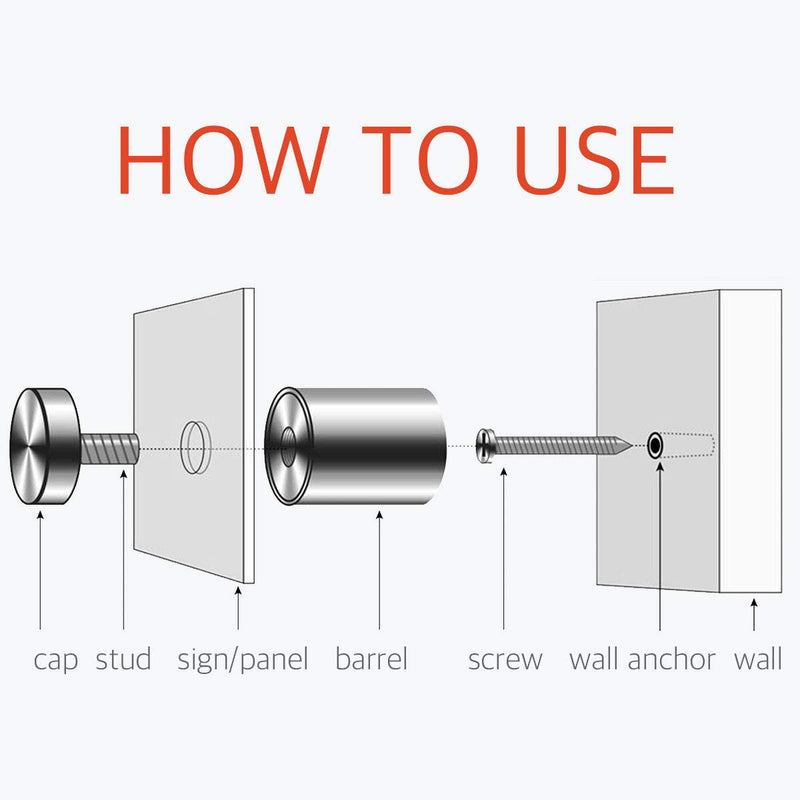 [Australia - AusPower] - Lantee Sign Standoff Screws - 8 Pcs 1/2 x 1 Inch Stainless Steel Standoff Mounts Hardware Screws for Acrylic & Glass, 12 x 25mm 1/2" x 1" / 12 x 25mm 