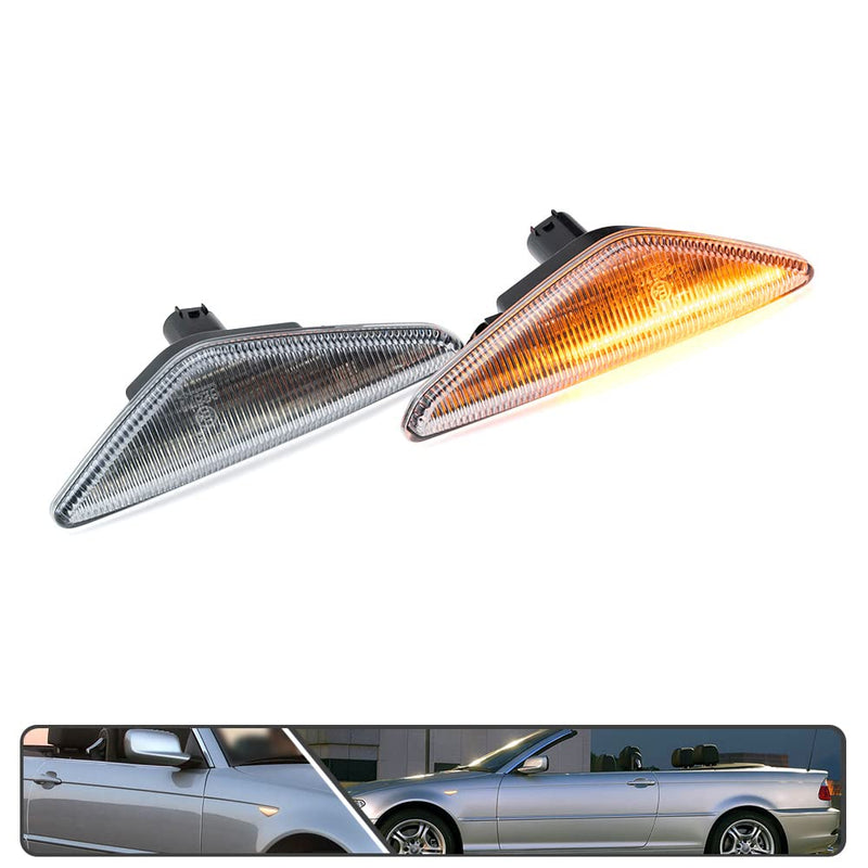 [Australia - AusPower] - 2Pcs Dynamic Blink Amber LED Side Marker Light For BMW 3 Series E46 Coupe Convertible LCI 323Ci 325Ci 328Ci 330Ci 2004-2006 Fender Turn Signal lights Clear Lens 
