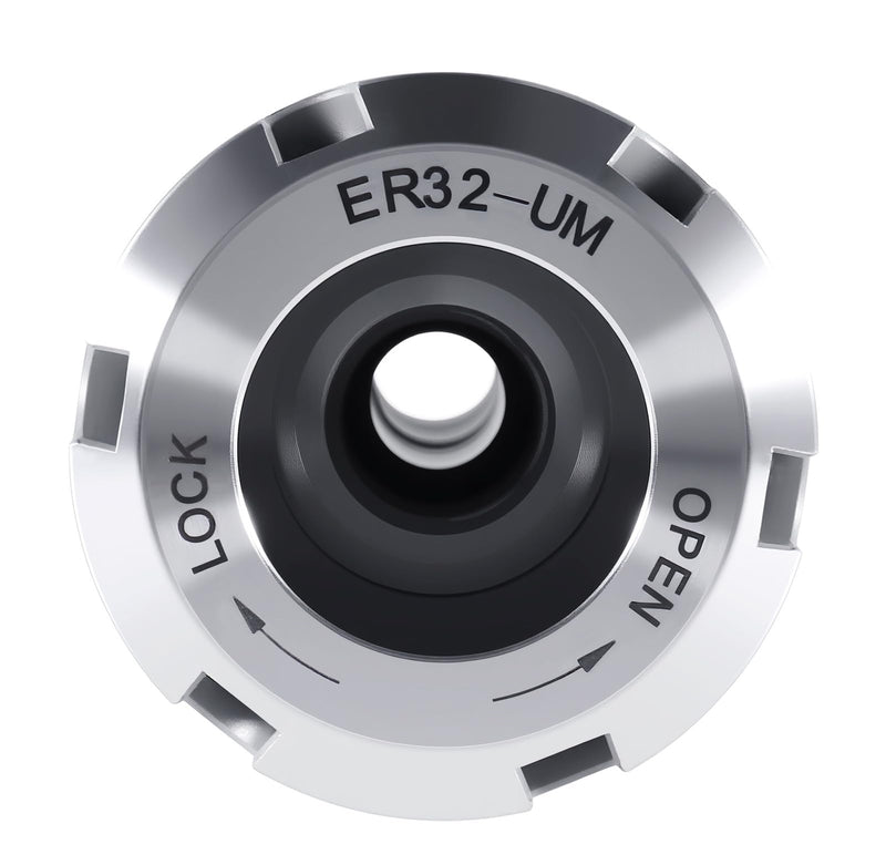 Accusize Industrial Tools R8 Shank Er32 Collet Chuck, Max RPM: 8000 RPM, 7/16''-20 Drawbar End, Max TIR 0.0002'' O.D to I.D. 0223-0232 | Drawbar End 7/16 in-20, Max TIR 0.0002 in O.D to I.D, Slotted Nut, 0.08-0.787 in Capacity R8-ER32