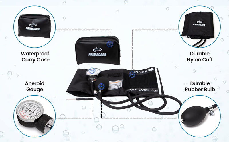 [Australia - AusPower] - Primacare DS-9193 Classic Series Large Adult Size Professional Blood Pressure Kit with Aneroid Sphygmomanometer, Latex Free Inflation System BP Kit with Nylon Cuff 