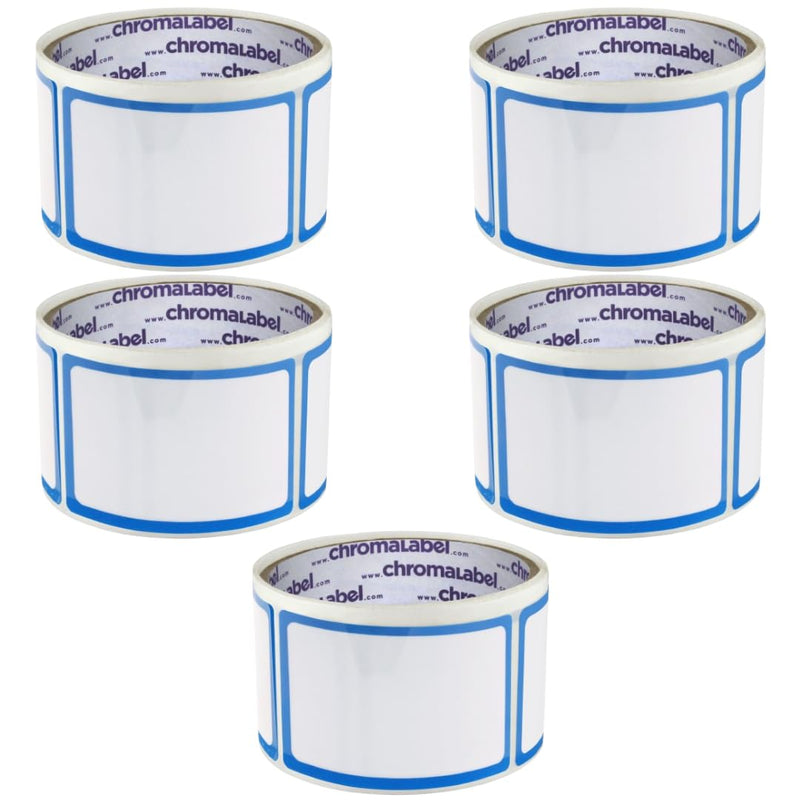ChromaLabel 2 x 3 Inch Dry Erase Labels, Anti-Smear Protective Flap Dry Erase Stickers, Ideal Refrigerator Sticky Notes, 50 Stick On Labels per Roll - Case of 5 2" x 3" Pack of 5 With Protective Flap