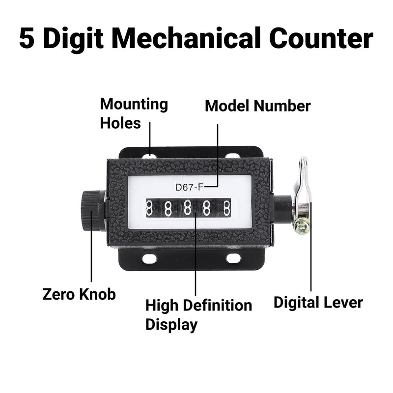 [Australia - AusPower] - 5 Digit Mechanical Counter Counter Knob Resettable Manual Hand Pull Counter Baler Baler Black with Spring 0-99999 