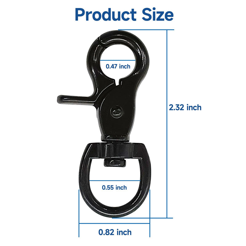 [Australia - AusPower] - Trigger Snap Hooks 2.32'' x 0.82'' Zinc Alloy Black Swivel Snap Hooks Heavy Duty Metal Lanyard Clips Hardware for Purse Bag Bird Cages 10 