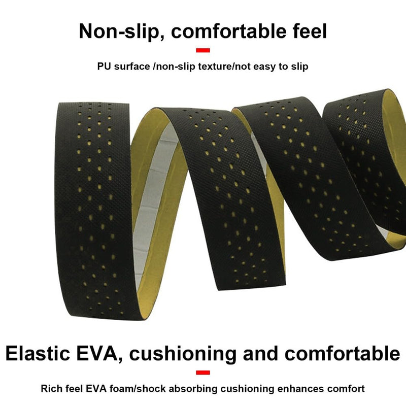 Anti-Slip Bike Handlebar Tape – EVA Shock-Absorbing PU Grip Tape with End Plugs, Breathable Design for Road Bikes(Black&Yellow) Black&Yellow