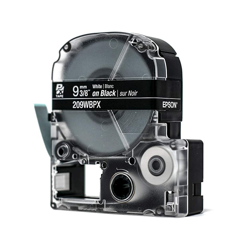 Epson LABELWORKS 209WBPX PET Tape Cartridge - White on Black Standard Industrial Label Maker Tape - 3/8" (9MM) Wide, 30 ft 9mm