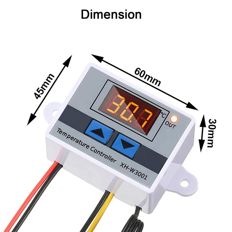 Greluma XH-W3001 DC12V 10A 120W Thermostat Switch, Digital LED Temperature Controller with Waterproof Probe, Electronic Programmable Thermostat for Heating and Cooling (-50°C to 110°C), Pack of 2 DC 12 V Temperature Control Module 5-2