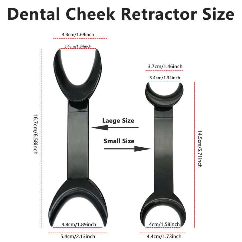 [Australia - AusPower] - 8 Pack Black T-Shape Cheek Retractor, 4 Large Size+4 Small Size Double Head Mouth Opener Retractors for Teeth Whitening, Dental Lip Open Holder Mouth Widener Orthodontic Oral Care Tool 