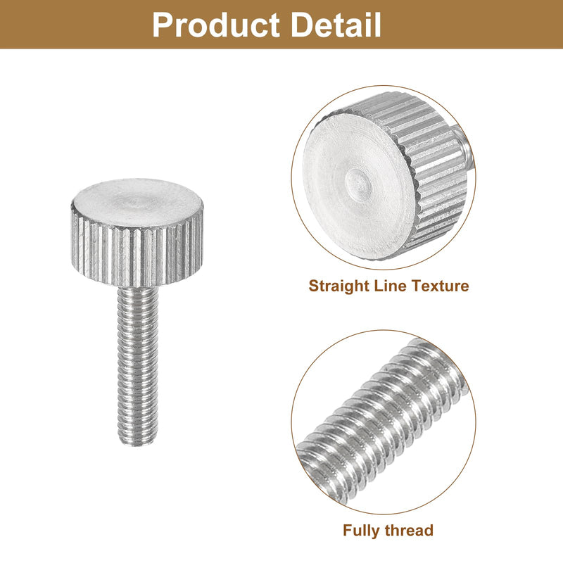 [Australia - AusPower] - uxcell M4x16mm Knurled Thumb Screws, 5pcs 304 Stainless Steel Flat Knurled Head Fully Threaded Thumb Screws Bolts Grip Knobs Fasteners 