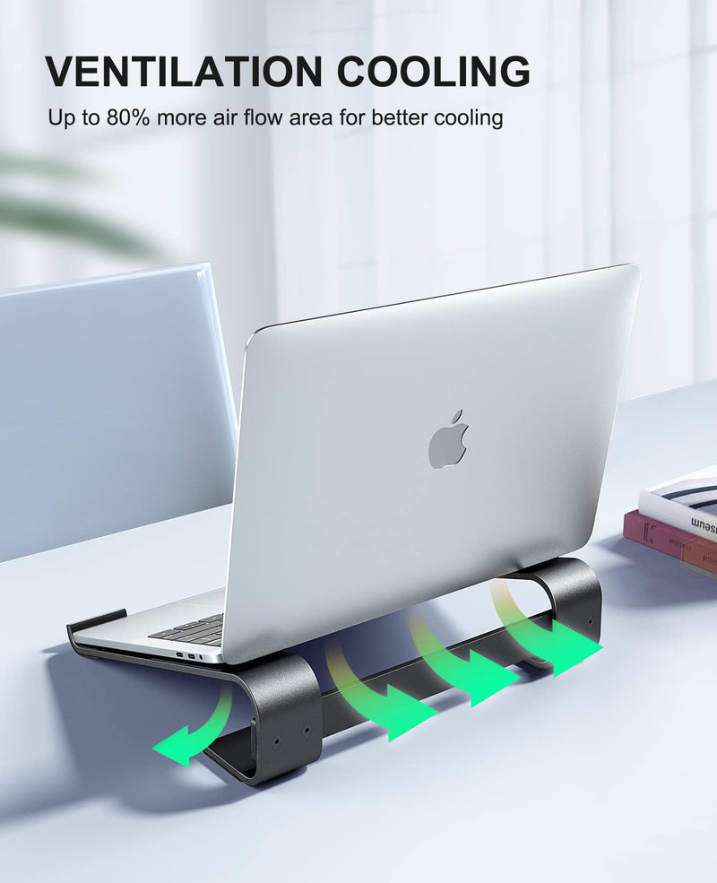 [Australia - AusPower] - Soqool Laptop Stand for Desk, Ergonomic Detachable Laptop Riser, Aluminum MacBook Stand, Compatible with 12-17'' All Laptops Such as MacBook Pro/HP/Dell/Lenovo, Black 