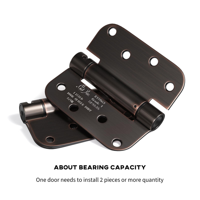 goldenwarm 2pack Oil Rubbed Bronze Door Hinges 4 Inch Self Closing Spring Door Hinge with 5/8" Radius Corners - Adjustable Door Closing, Residential & Heavy-Duty Hardware 2 Oil Rubbed Bronze-4inch