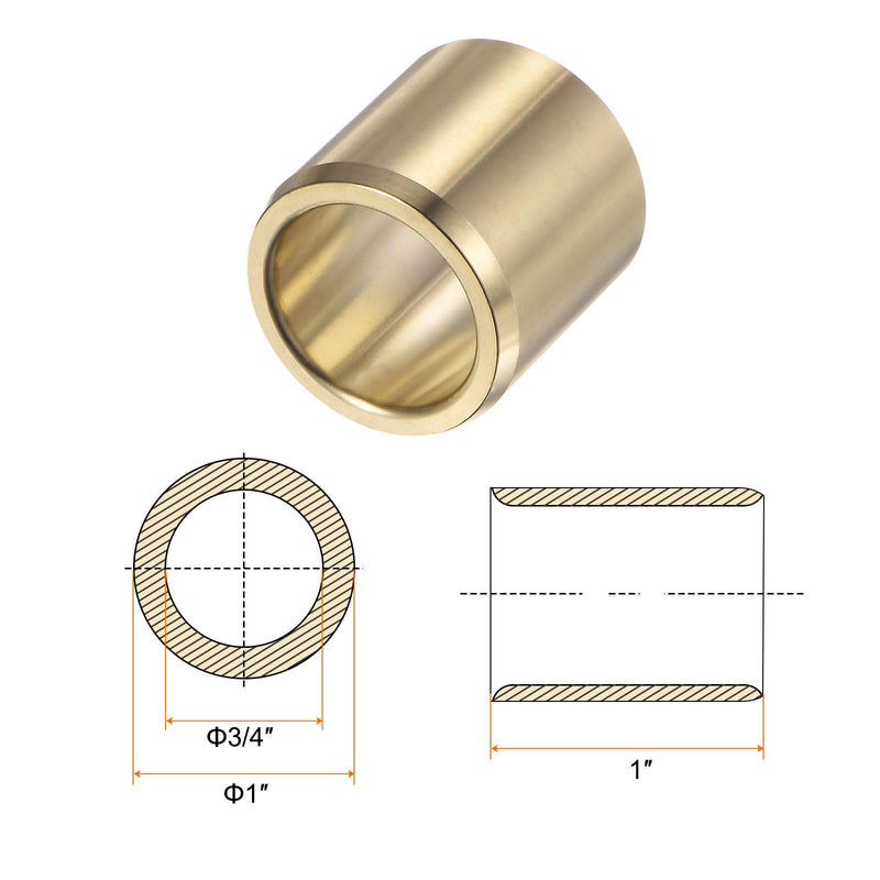 [Australia - AusPower] - 2pcs Sleeve Bearings 3/4" Bore 1" OD 1" Length Wrapped Oilless Bushings Brass Alloy for Transmission Conveyor Systems 3/4" x 1" x 1" 
