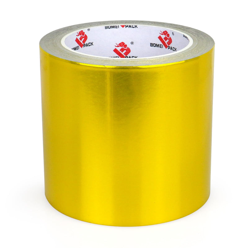BOMEI PACK Aluminum Gold Foil Tape Heavy Duty,HVAC Sealing & Patching Hot Cold Air Duct Tape Aluminum Foil Tape for Pipe, Metal Repair,HVAC,Insulation (4 Inch) 4 Inch