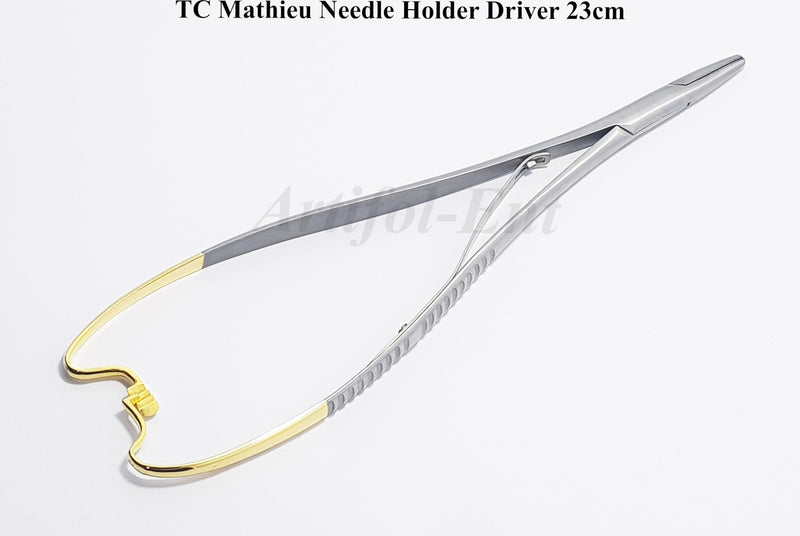 [Australia - AusPower] - TC Mathieu Needle Holder Driver 23cm 9" with Tungsten Carbide Inserts Surgical Forceps Dental Plier 2 Pcs 