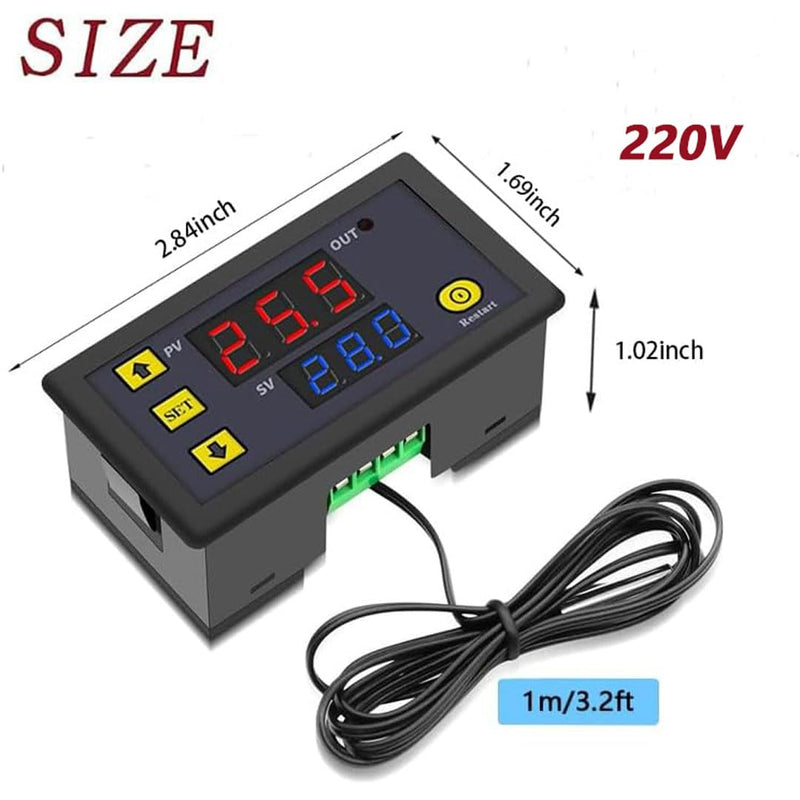[Australia - AusPower] - GERUI Pack of 2 W3230 20A DC 110-220V Digital Temperature Controller, Digital Thermostat Temperature Switch 50-120°C with NTC 10K Sensor Probe 