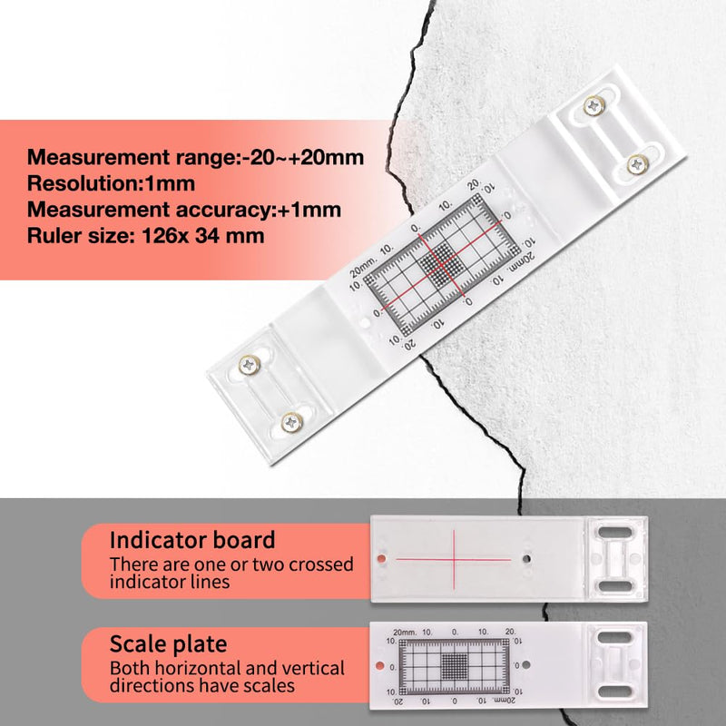 [Australia - AusPower] - Crack Monitor with 2 Pre-Set Pegs, Tell-Tale Wall Deformation Measurement & Recording Tool(5 pcs) 5 