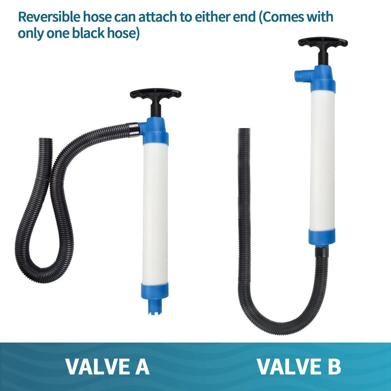 Hand Bilge Pump Manual Hand Water Pump for Kayaks Canoes and Boats Emergency Hand-Operated Marine Bilge Pump with Reversible Hose White+blue