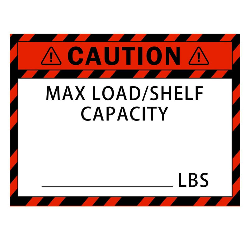 50 Pack Pallet Rack Capacity Labels 3x4-Inch Caution MAX Load/Shelf LBS Warning Stickers Industrial Strength Sticker for Warehouse Safety