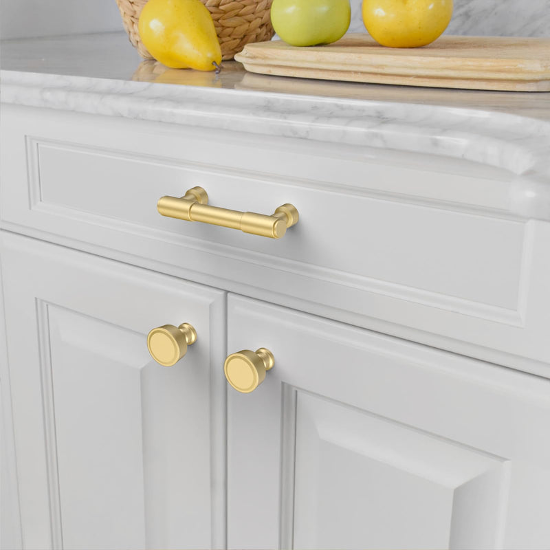 Amerdeco 10 Pack Brushed Gold Cabinet Pulls 3 Inch(76mm) Hole Center Drawer Pulls Cabinet Hardware Kitchen Cabinet Handles for Bathroom ZH0075 3"/76MM Hole Center