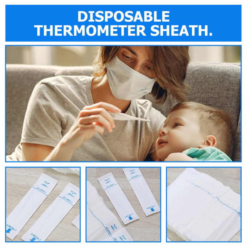 [Australia - AusPower] - Healifty Disposable for DigitalThermometers, 300Pcs OralThermometer Covers, ThermometerSleeves for Oral Ear RectaThermometer 