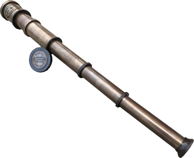 S Handicrafts Brass Antique Nautical Spyglass Pirate Vintage Maritime Handheld 16' Royal Navy Telescope Replica, Antique Gift Ideas