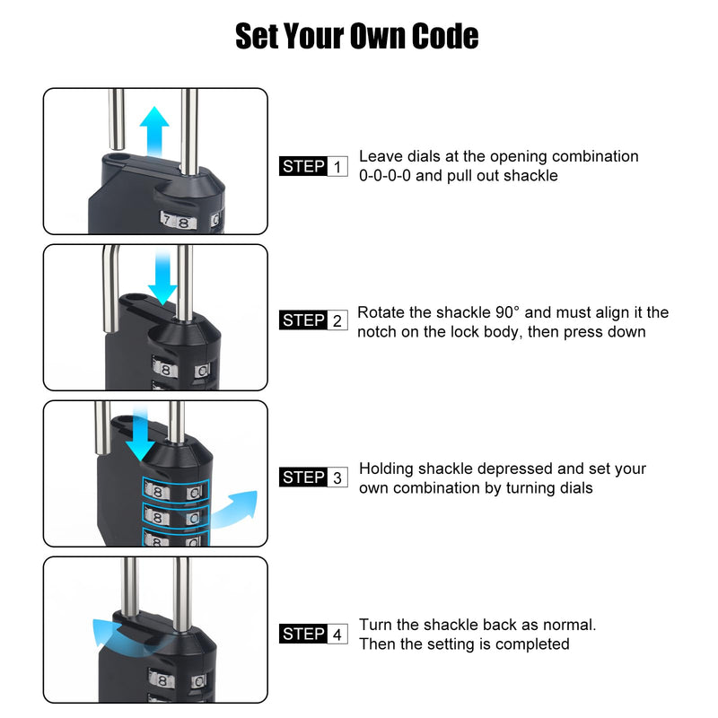 [Australia - AusPower] - Combination Lock Waterproof 4 Digit Padlocks with Combination Code, Zinc Alloy Combination Lock for Door, Tool Boxes, Schools, Gym, Garden, Fences, Reel Cabinet & Storage, Black (1PCS) 1 Piece 