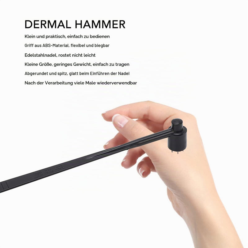Fafeicy Set of 5 7-Needle Cherry Blossom Dermal Hammer Made of ABS and Stainless Steel for Industrial Applications, Rounded and Pointed Tips