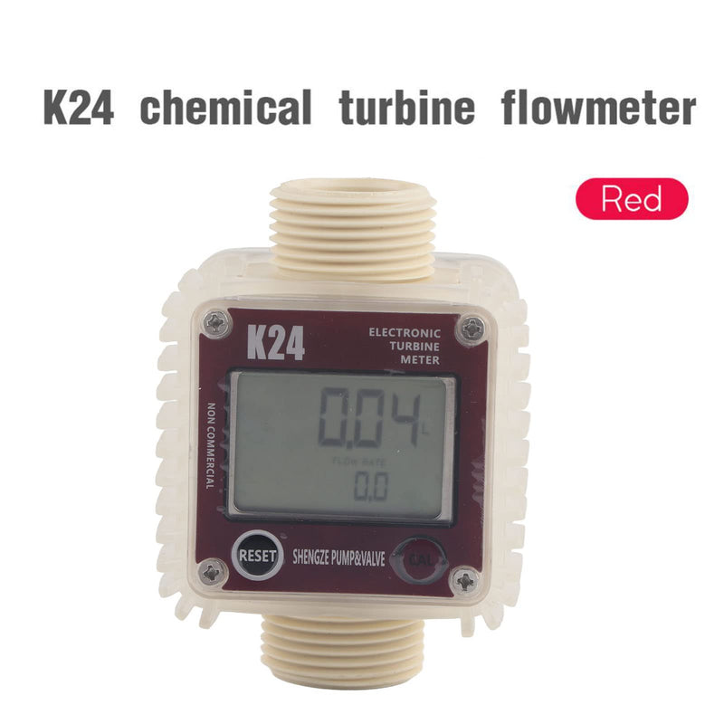 [Australia - AusPower] - Fuel Meter K24 Digital Fuel Flowmeter with LCD Display for Chemicals Liquid Water Red 
