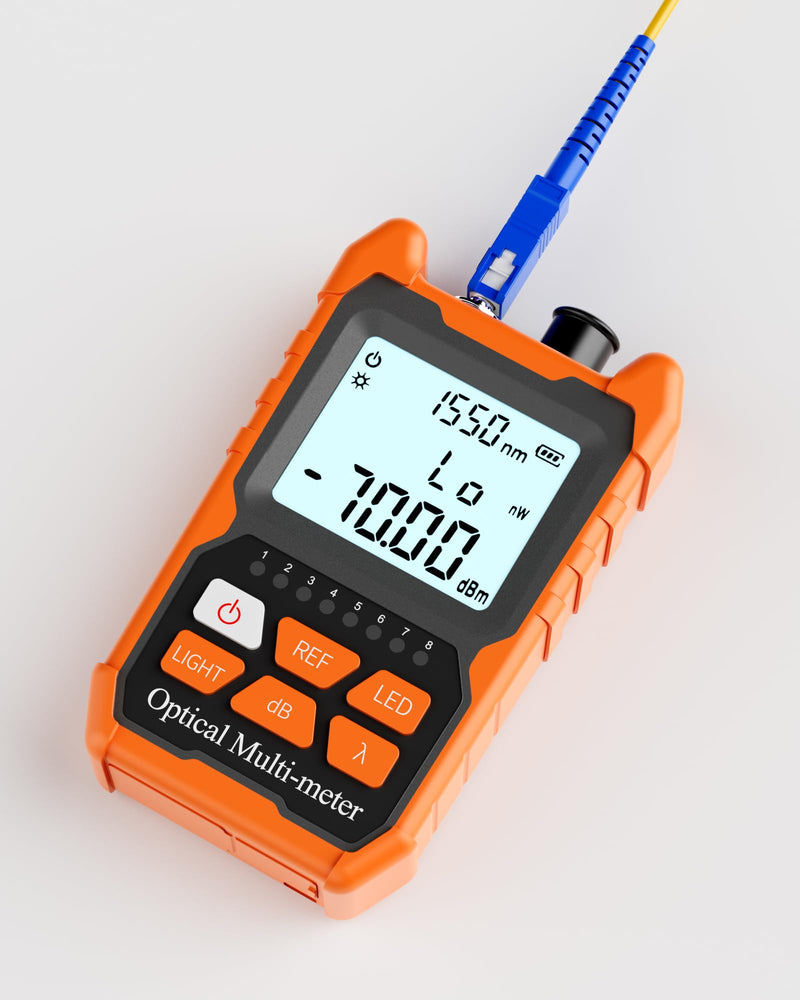 Optical Fiber Power Meter, with 2mW Visual Fault Locator, FC/SC/ST Interface, Portable OPM-VFL Fiber Optic Cable Tester, Supporting RJ45 Testing, Non-Rechargeable Needing Battery OPM-VFL-1