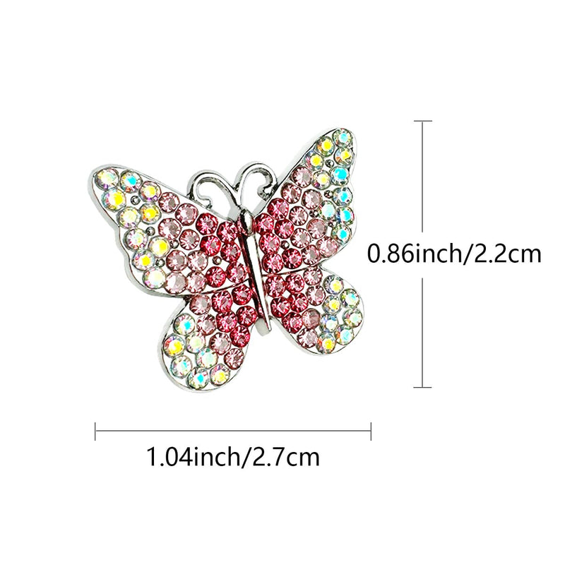 [Australia - AusPower] - 2 Pack AB Pink Butterfly Bling Stethoscope Charms, Stethoscope Id Name Tag for Doctor Nurse Christmas Gift ABPink Butterfly 