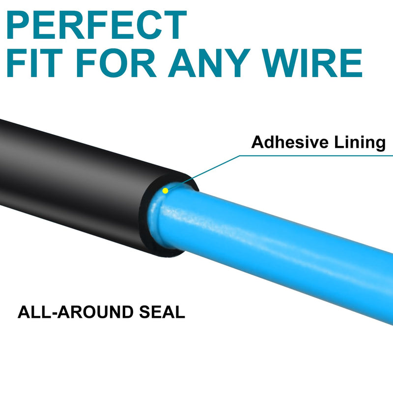 1/2 Inch Heat Shrink Tubing - 10 Ft 3:1Ratio Waterproof Heat Shrink Tubin - Adhesive Lined,Dual Wall Adhesive Shrinkable Wire Wrap Tube - Black 1/2"(12.7mm)-10Ft