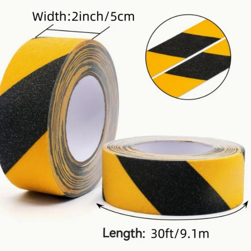 Non Slip Safety Grip Tape for Stairs, Anti Slip Traction Tape, Anti Slip Tape for Stairs, Non Slip Stair treads Indoor/Outdoor, High Traction Friction Strong Grip. (Black/Yellow, 2IN*30FT)