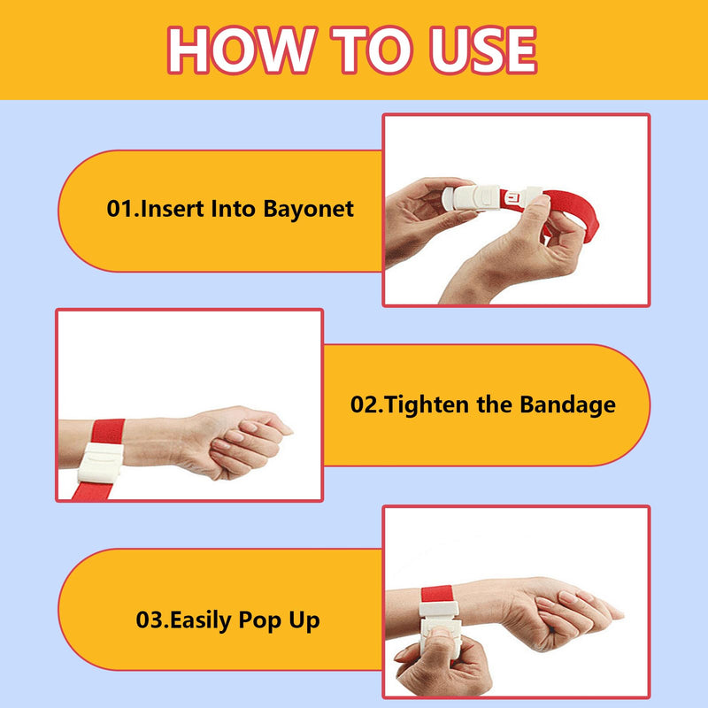 [Australia - AusPower] - 6 Pieces Storage Hose, Vein Congestion, Highly Flexible Tourniquets - Professional Storage Hose, Blood Removal with Buckle, Ideal for Camping, Hiking, Medical Emergencies, First Aid, Nurse (6 Colours) 