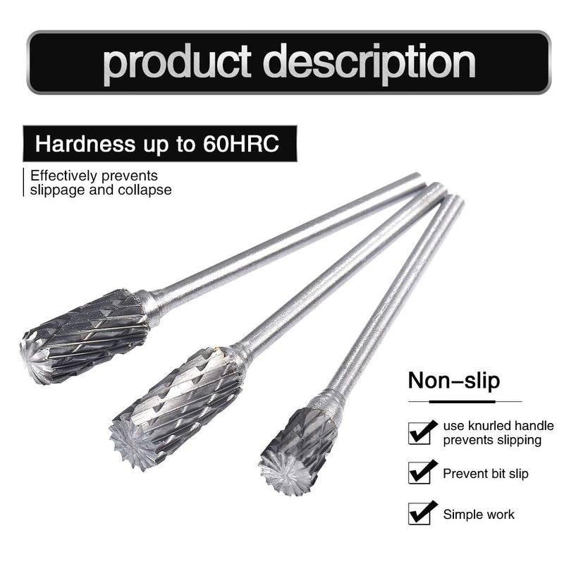 [Australia - AusPower] - 10 Pieces Double Cut Tungsten Steel Solid Carbide Rotary Burrs Set with 1/10"(2.35mm) Shank Twist Drill Bits For Dremel Rotary Tools By HOHXEN 