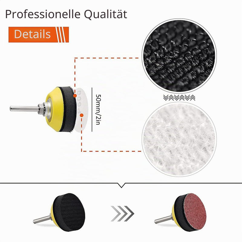 JTWEB Sanding Discs Pad Kit 2 Inch 50 mm Polishing Pad Adapter 244 Piece Set | Aluminum Oxide Sandpaper Velcro with Foam Buffer Pad for Drill Wood Metal Car Grit 80 to 3000 Attachment