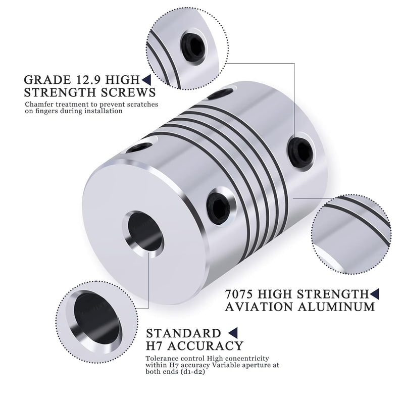 [Australia - AusPower] - XIKE 4PCS 3mm to 5mm Shaft Coupling 25mm Length 19mm Diameter Stepper Motor Coupler Aluminum Alloy Joint Connector for 3D Printer CNC Machine DIY Encoder 3mmx5mm 4 