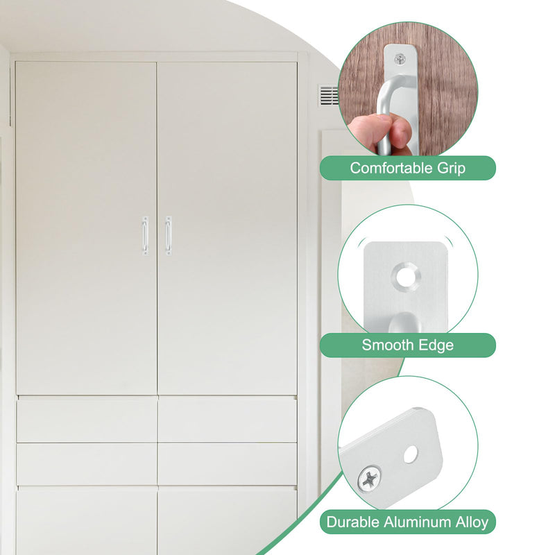 [Australia - AusPower] - 2-Pack Barn Door Handles, 5Inch/128mm Hole Center Aluminium Alloy Gate Handle with Mounting Screws for Bathroom/Wardrobe/Closet/Kitchen, Sliding Door Handle with Plate [Silver] 5 Inch Silver 